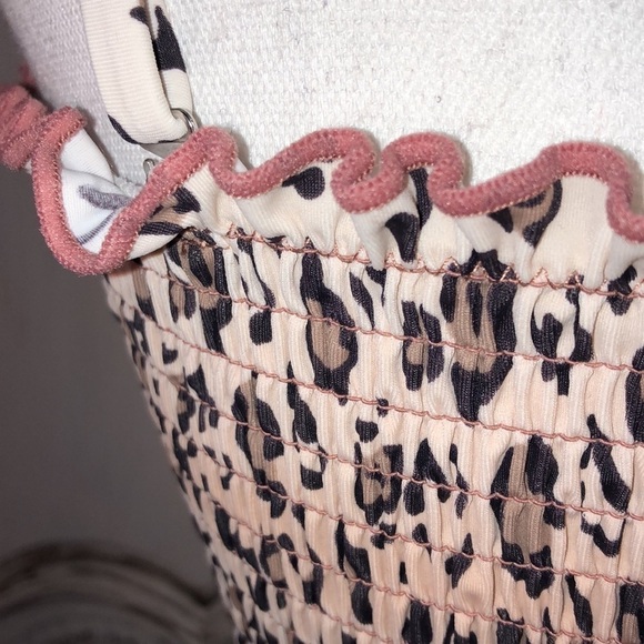 Leopard Smocked Two Piece Swim Suit Size XL - Picture 6 of 13